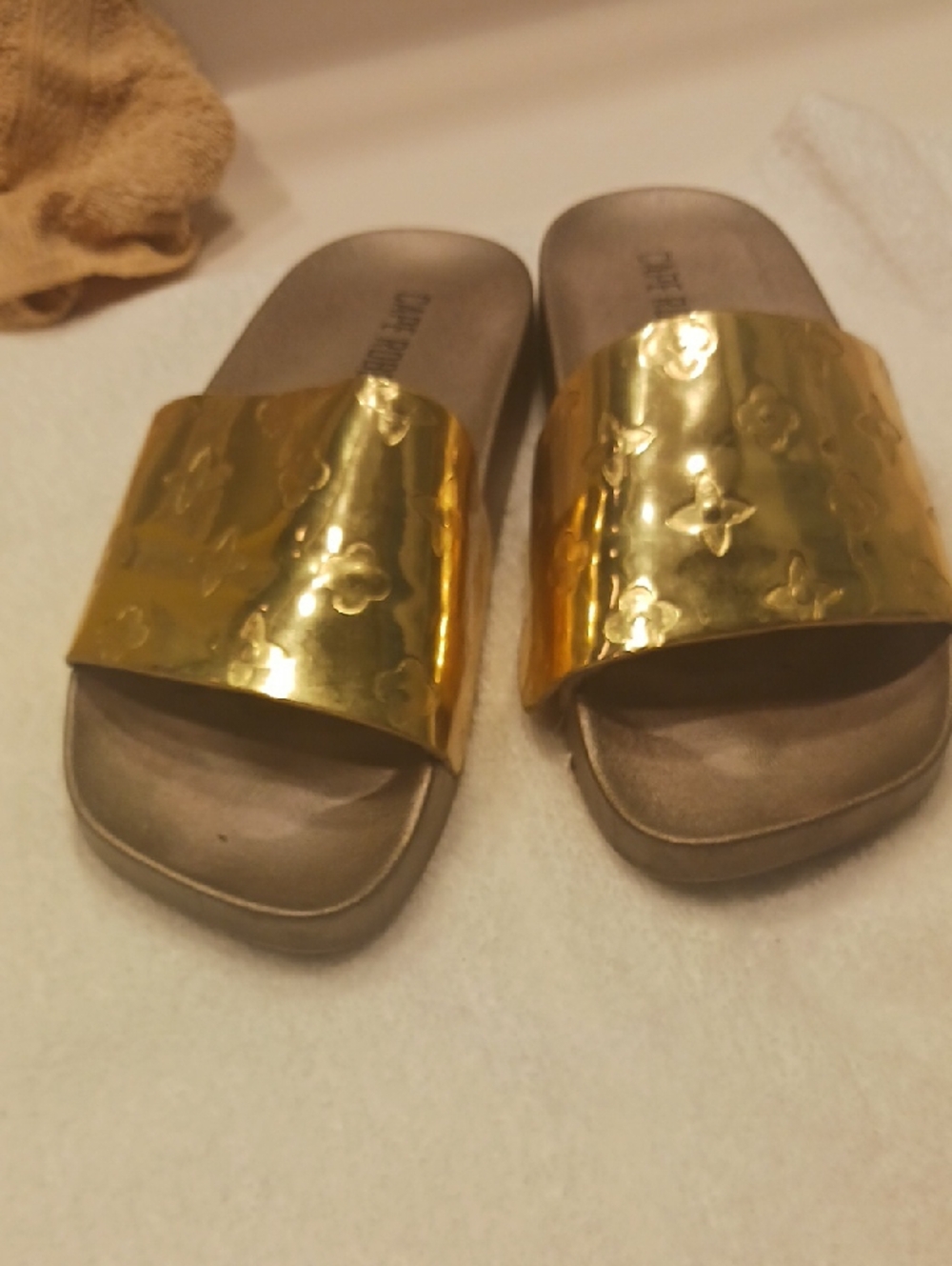Cape Robbin Metallic Gold Slide Sandals